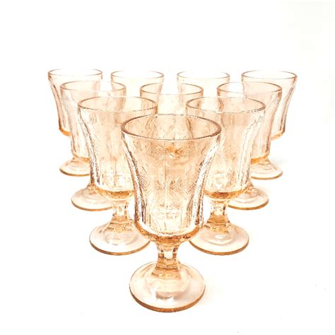 Heavy Peach Depression Glass Goblets The Curious Cowgirl Vintage Shop