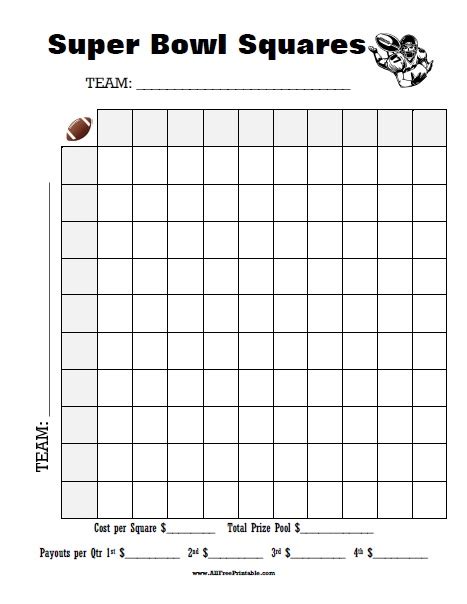 Blank Super Bowl Squares Template Printable Printable Templates