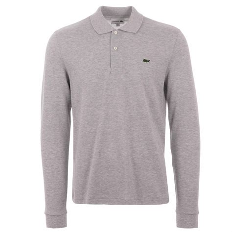 Lacoste L1313 Long Sleeve Polo Shirt Silver Marl Aus Stockists