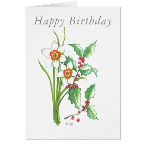 Blank Birthday Card December Birth Flowers December Birth Flower