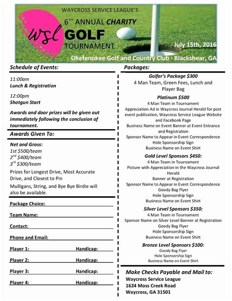 Golf Tournament Entry Forms Template Inspirational We Will Be Having