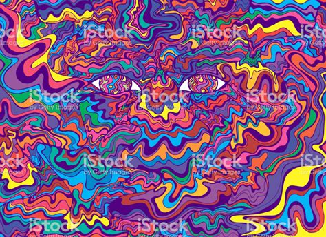 Psychedelic Colorful Eyes And Waves Fantastic Art With Decorati