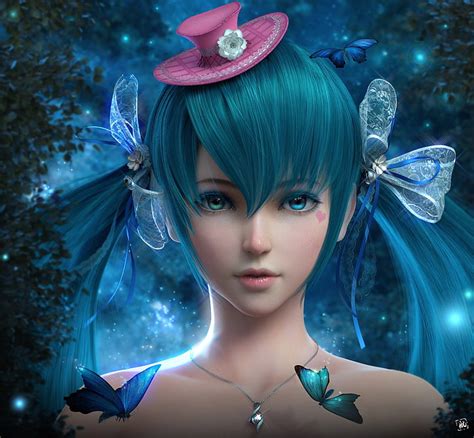 Hd Wallpaper Fantasy Women Anime Blue Blue Eyes Blue Hair
