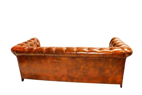 Chesterfield leather sofa set designer pads seat couch 3+2+1 new immediate. Vintage Chesterfield Style Brown Leather Button Tufted Sofa