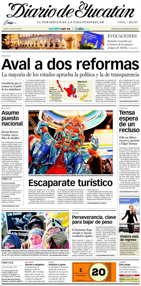 Diario de yucatán es el periódico mexicano publicado en la península de yucatán. Periódico Diario de Yucatán (México). Periódicos de México ...
