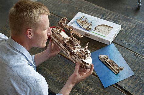 Ugears D Puzzles Research Vessel Diy Model Ship D Exclusive Wooden Model Kits For Adults