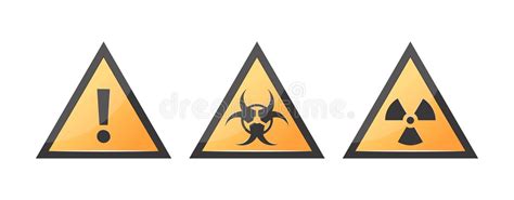 Hazard Icons Vector Yellow Triangle Warning Signs Stock Illustration