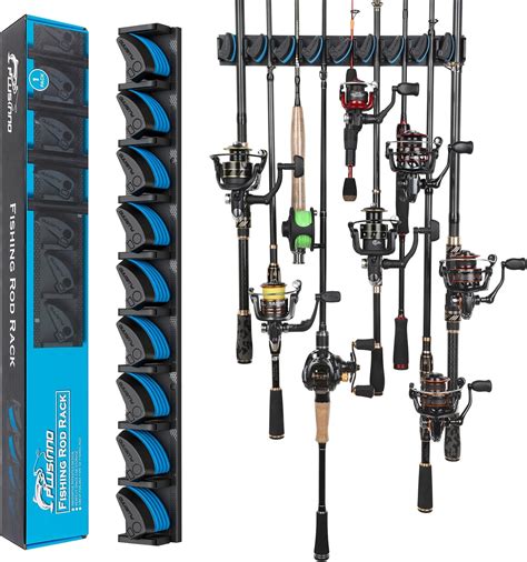 Plusinno Vertical Fishing Rod Holder Wall Mounted Fishing Rod Rack