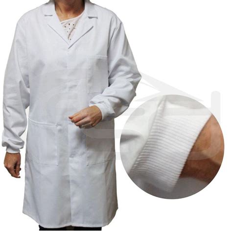 White Mens Unisex Lab Coat With Knitted Cuffs Lab Coats Hygiene