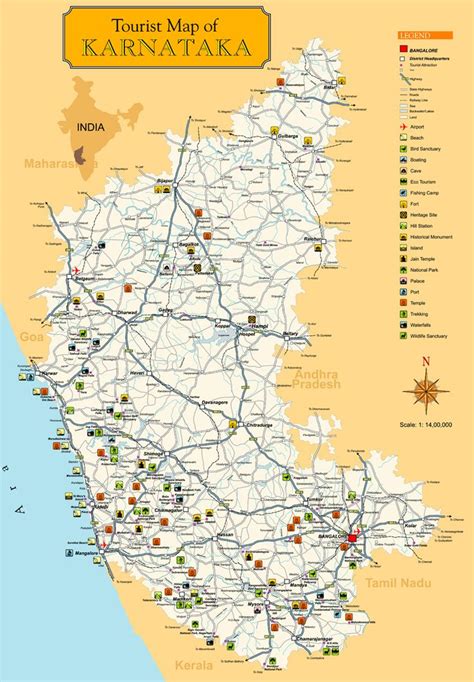 About Karnataka Tourist Map Karnataka Map