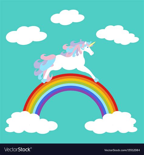 Unicorn On Rainbow Royalty Free Vector Image Vectorstock