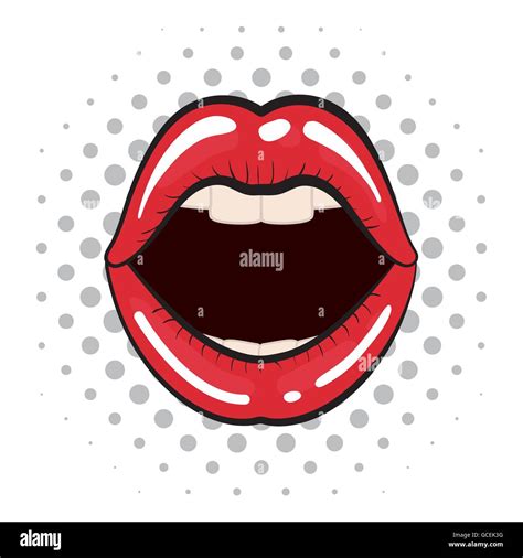 Female Mouth Icon Pop Art Design Vector Graphic Stock Vector Image