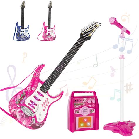 Imeshbean Kids Electric Guitar Kit Toy Play Set With Microphone Amp