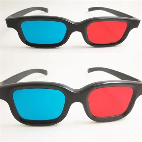 Free Shipping New Universal 3d Plastic Glasses Black Frame Red Blue 3d