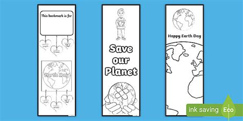 Free Printable Earth Day Bookmarks To Colour Resource Twinkl