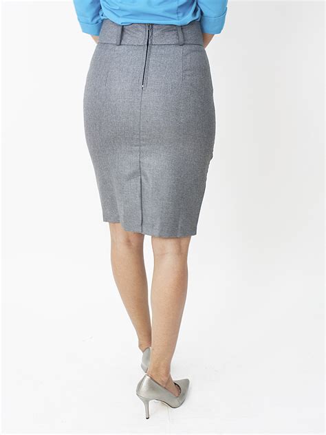 Pencil Skirt Gray Cotton Cool