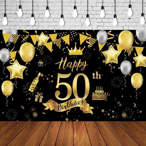 50th Birthday Party Decoration Photography Backdrop Extra Large Black