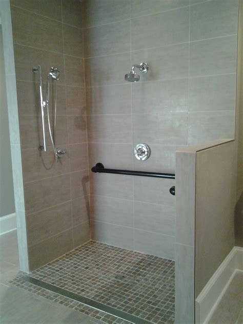Grab bars can also be installed in any other. Handicap Accessible shower w/ custom grab bars | Bathroom ...