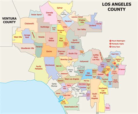 Los Angeles County Map With Cities Names