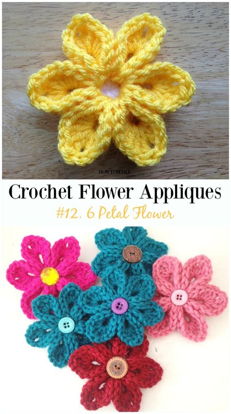 Easy Crochet Flower Appliques Free Patterns For Beginners