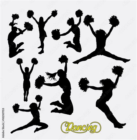 Cheerleader Sport Girl Jumping Silhouette Good Use For Symbol Logo Web Icon Sign Game