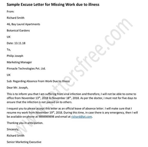 Sample Excuse Letter For Work Due To Doctor S Appointment