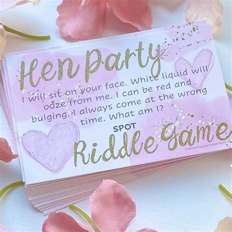 Hen Party Games Hen Night Dirty Riddle Drinking Games 24 Etsy