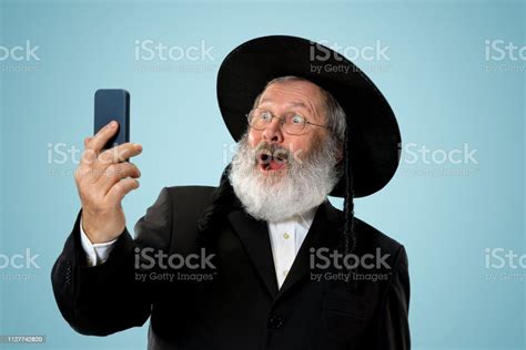 Portrait Of Old Senior Orthodox Hasdim Jewish Man Stock Photo