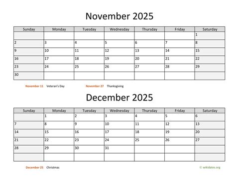 November And December 2025 Calendar