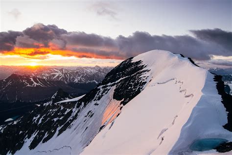 Sunrise On Mt Athabasca Alberta Canada Mountaineering