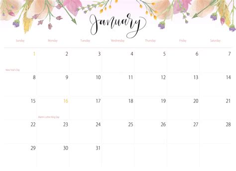 2017 Floral Printable Calendar In 2022 Floral Printables Printable