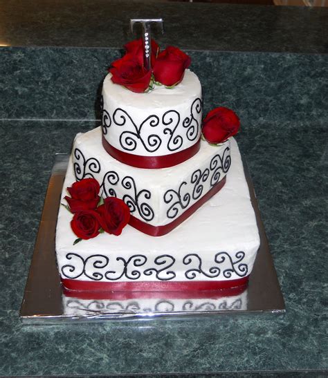 The Happy Caker White Black And Red Wedding Cake