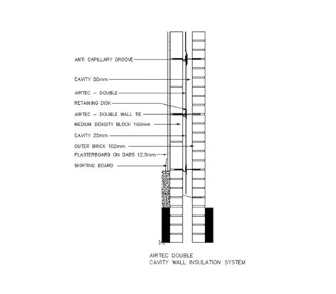 Detail Cavity Wall Insulation System Plan And Elevation Dwg File Cadbull