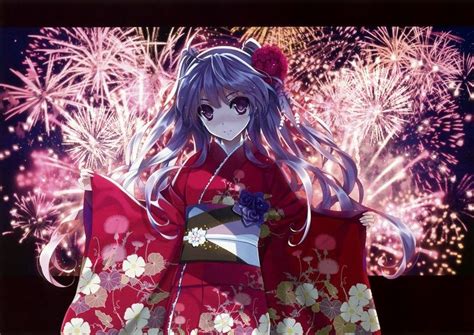 Fireworks Anime Girls Artbooks アニメの壁紙 かわいいアニメの壁紙 アニメ着物