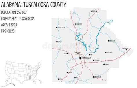 Map Of Tuscaloosa County In Alabama Usa Stock Vector Illustration
