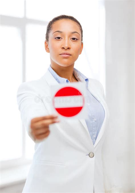 African Woman Showing Stop Sign Stock Image Image Of Corporate