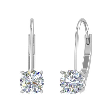 Carat Diamond Leverback Drop Earrings In K White Gold Igi