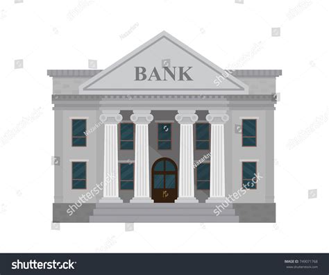 Bank Building Isolated On White Background Stock Vector Royalty Free