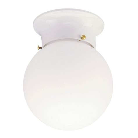 Install the bulbs and globe. Westinghouse 1-Light Ceiling Fixture White Interior Flush ...