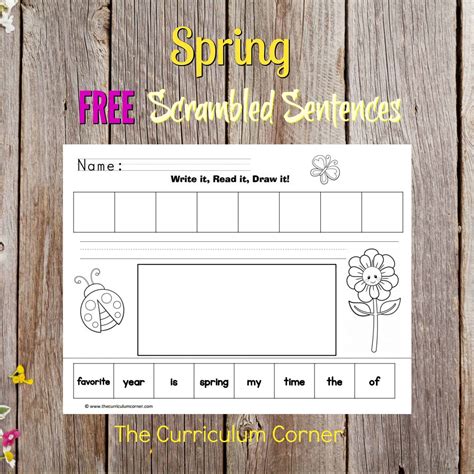 Free Spring Write Read Draw Scrambled Sentences Literacy Center From