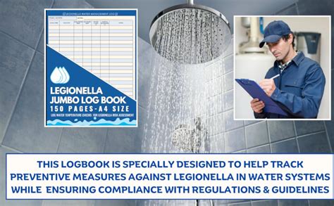 Legionella Log Book Jumbo 150 Page A4 Size Water Management Logbook To