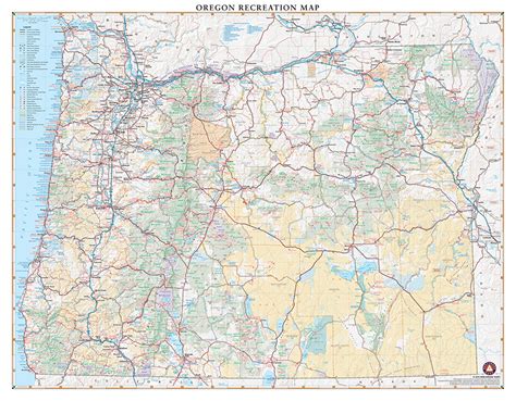 Oregon Recreation Wall Map — Benchmark Maps