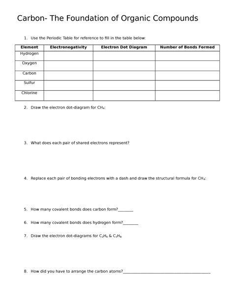 4u Carbon Bonding Chem Practice Questions Carbon The Foundation Of