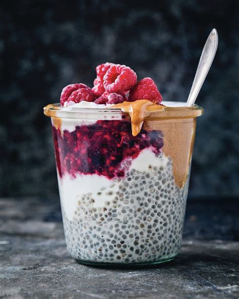 Chia Pudding Parfait With Berry Jam Yogurt And Nut Butter Recipe The
