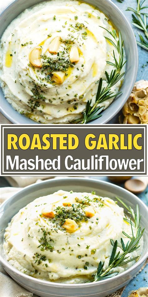 Roasted Garlic Mashed Cauliflower Vegan Keto And Paleo Side Dish Recipe Vegan Mashed