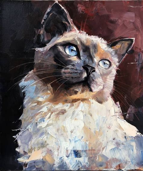 Cat Portrait 1 Original Oil Painting Painting Pintura De Gato Arte Em Pintura Arte Peculiar