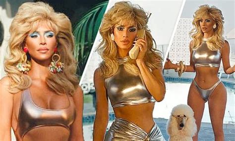 red hot retro kim kardashian brings back the 80s in a very sexy skims swimwear ad as she shows