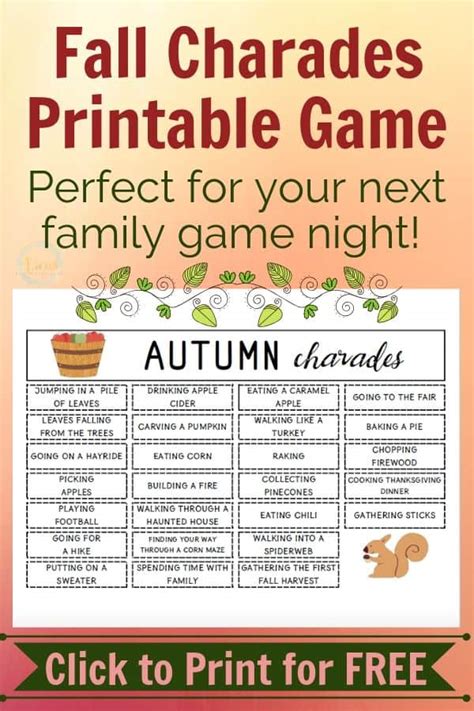 This Fall Charades Printable Game Is The Perfect Way To
