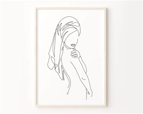 Home Living Feminine Poster Line Drawing Women Female Body Art