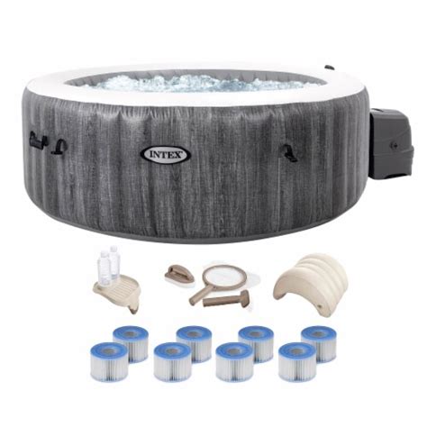 Intex Purespa Plus Greywood Inflatable Bubble Jet Spa Hot Tub With